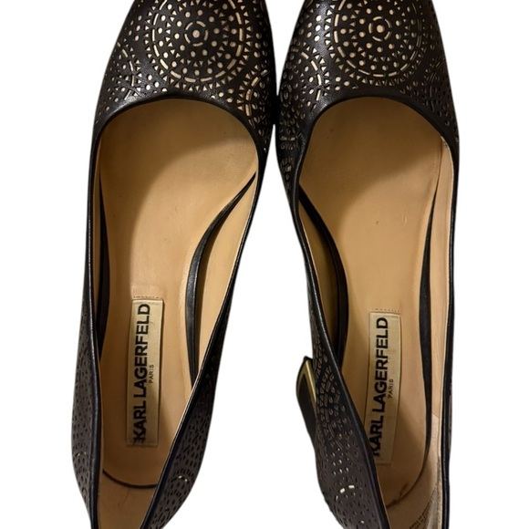 Elegant Black Laser-Cut Women's Heels - Picture 8 of 13